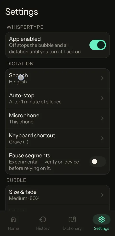 WhisperType screenshot