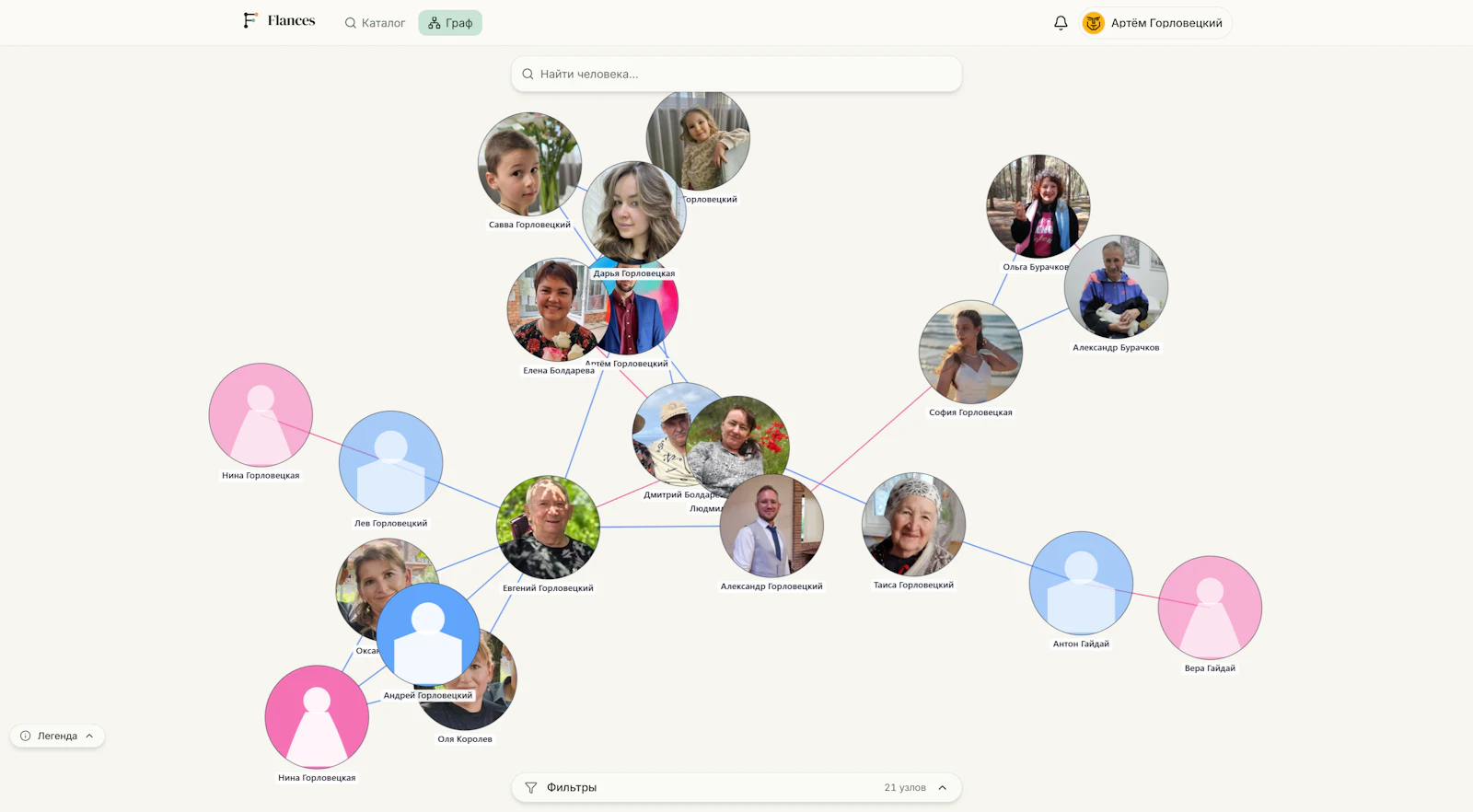 Flances — family tree online screenshot 4