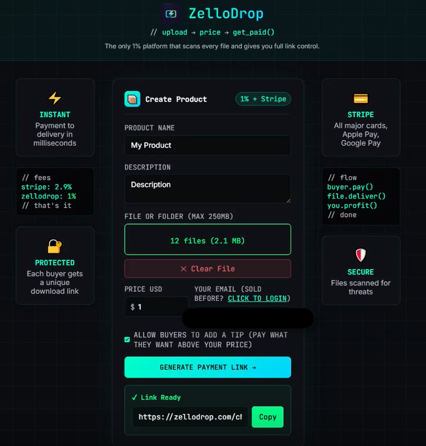ZelloDrop - Screenshot 2 showing product features and functionality