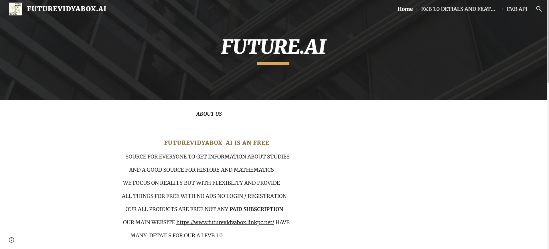 FutureVidyabox .ai - FVB1.0, sorunuzu cevaplayabilecek bir eğitim için bir AI. medya 1