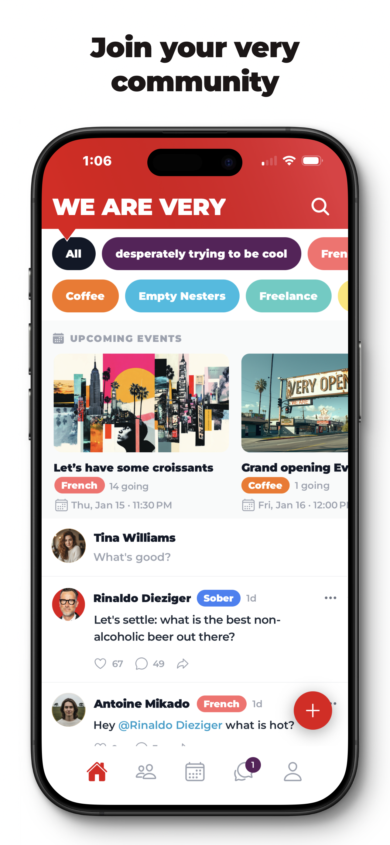 WE ARE VERY Community App - Screenshot 2 showing product features and functionality