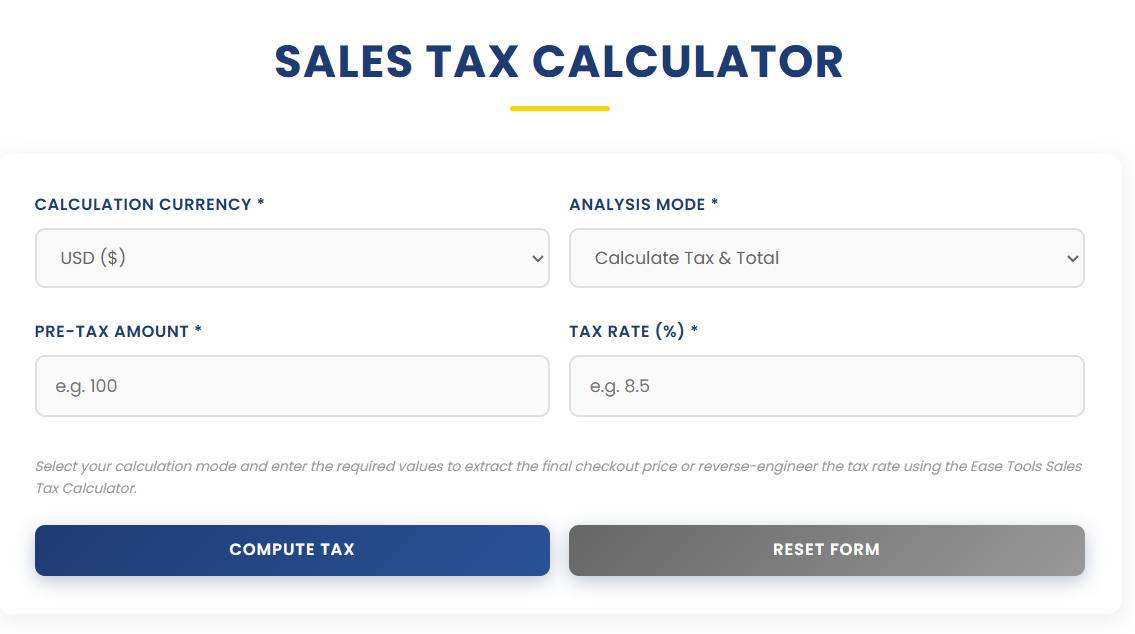 Sales Tax Calculator | Ease Tools gallery image