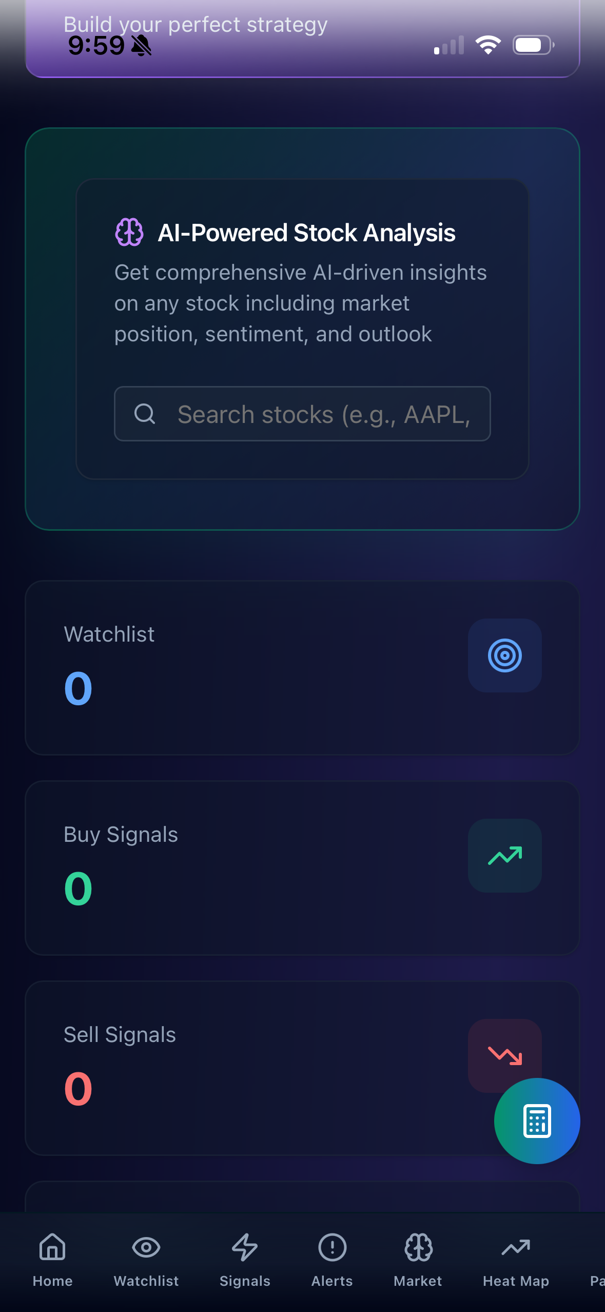 Signals Alpha - Main product screenshot demonstrating key features and user interface