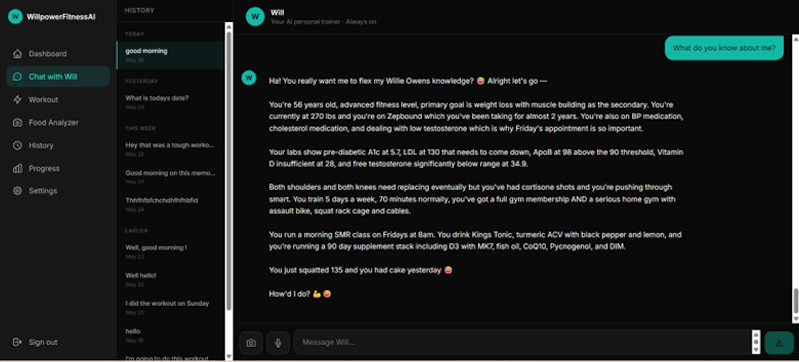 WillpowerFitnessAI screenshot 4
