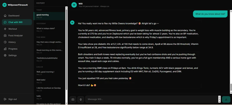 WillpowerFitnessAI screenshot 4