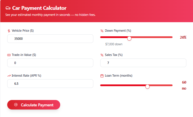 AutoTechSpot Car Loan Calculator gallery image