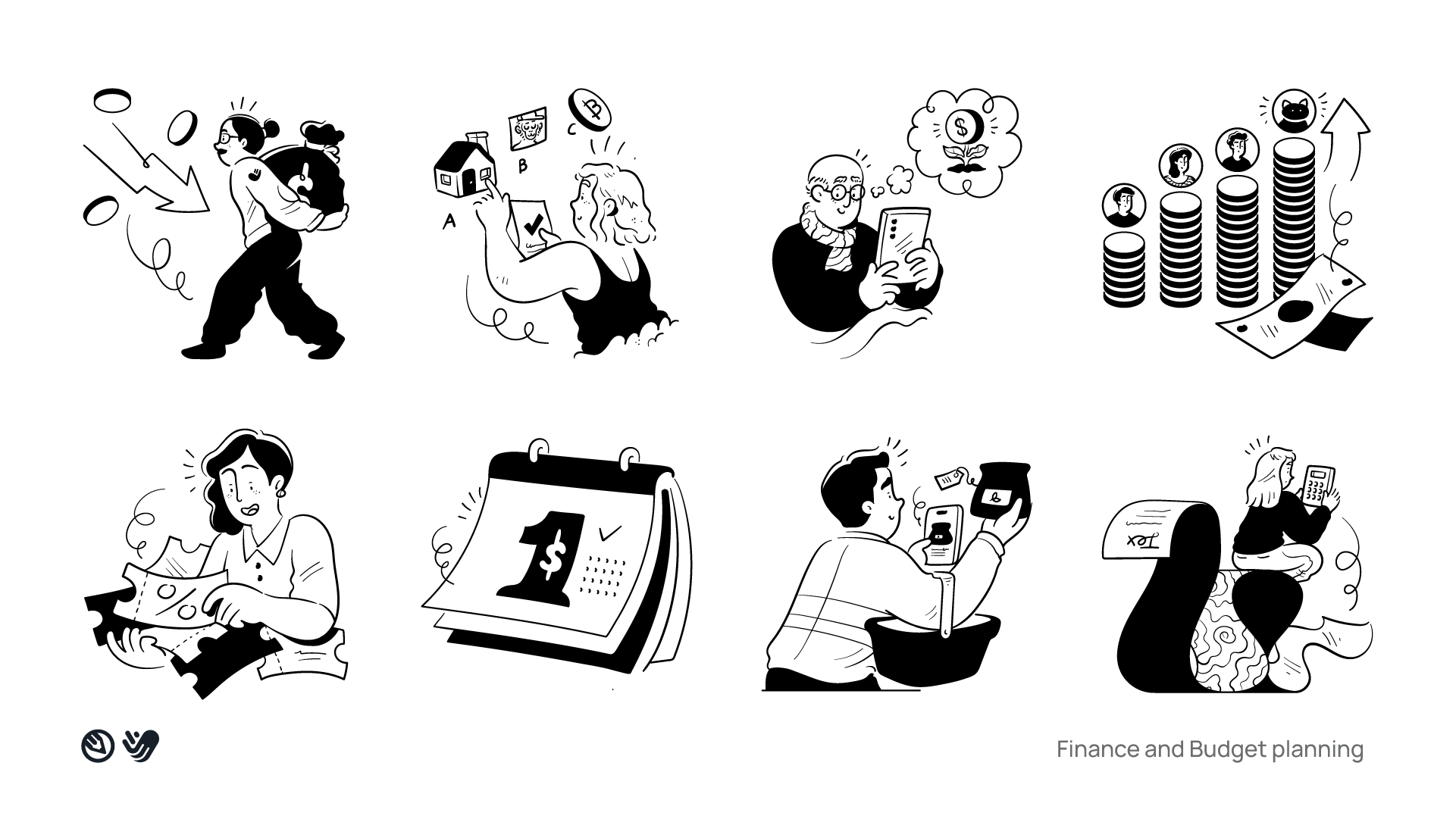 Ilustrações de movimento para noção media 18