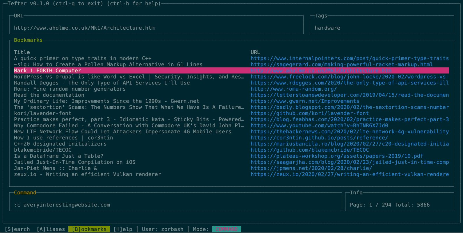 Tefter for the command-line gallery image