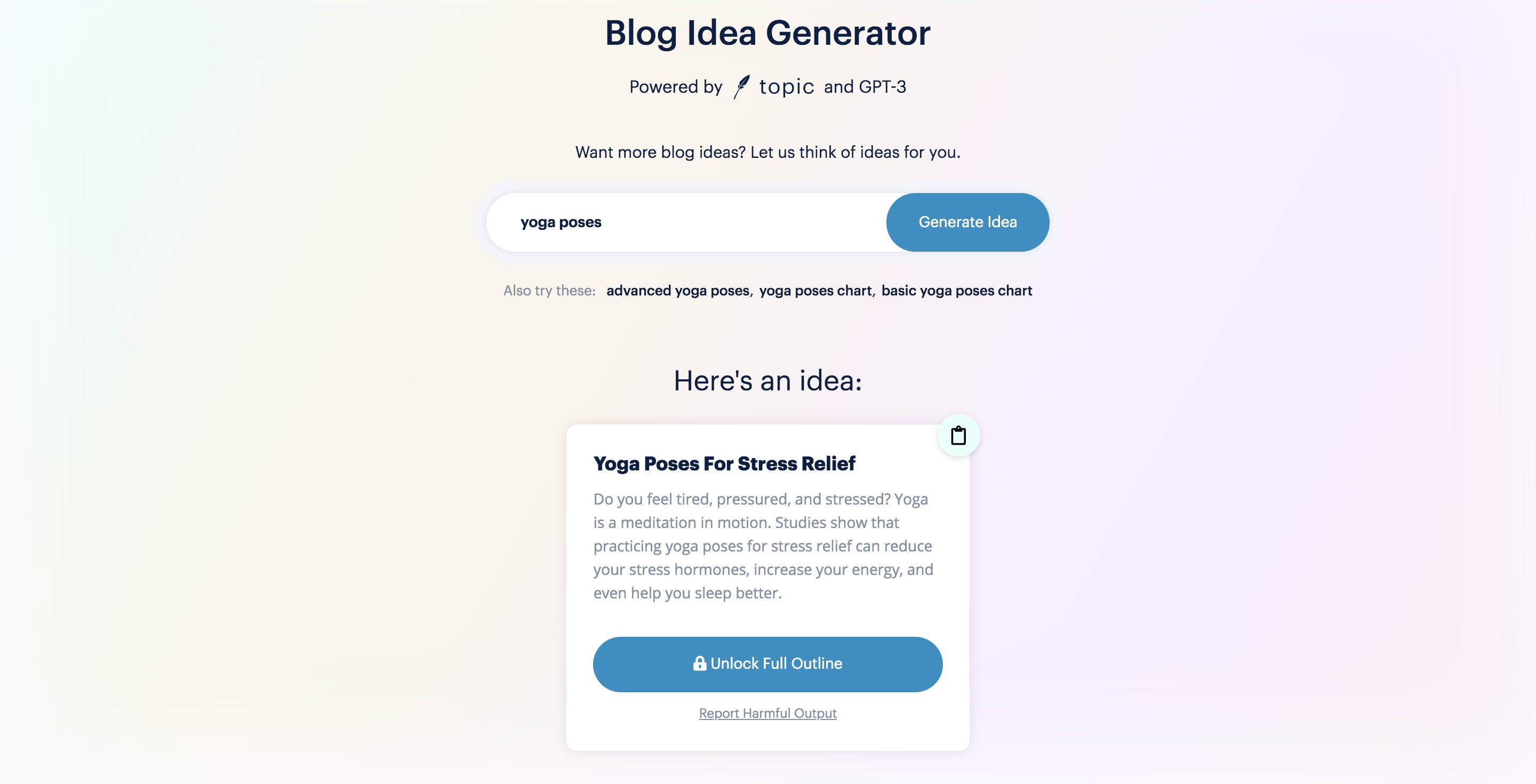 GPT-3 Blog Idea Generator gallery image