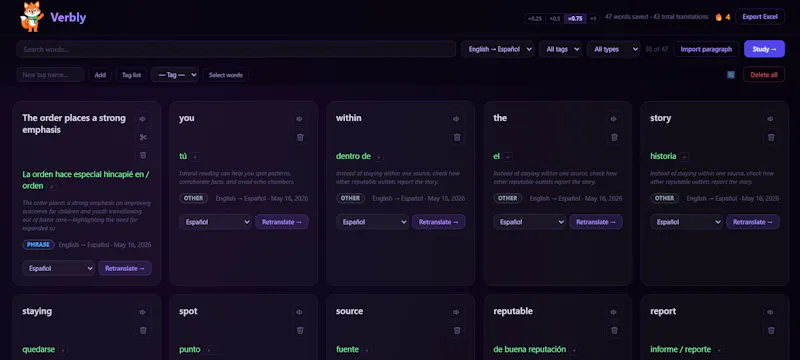 Verbly – Learn languages as you browse screenshot 3