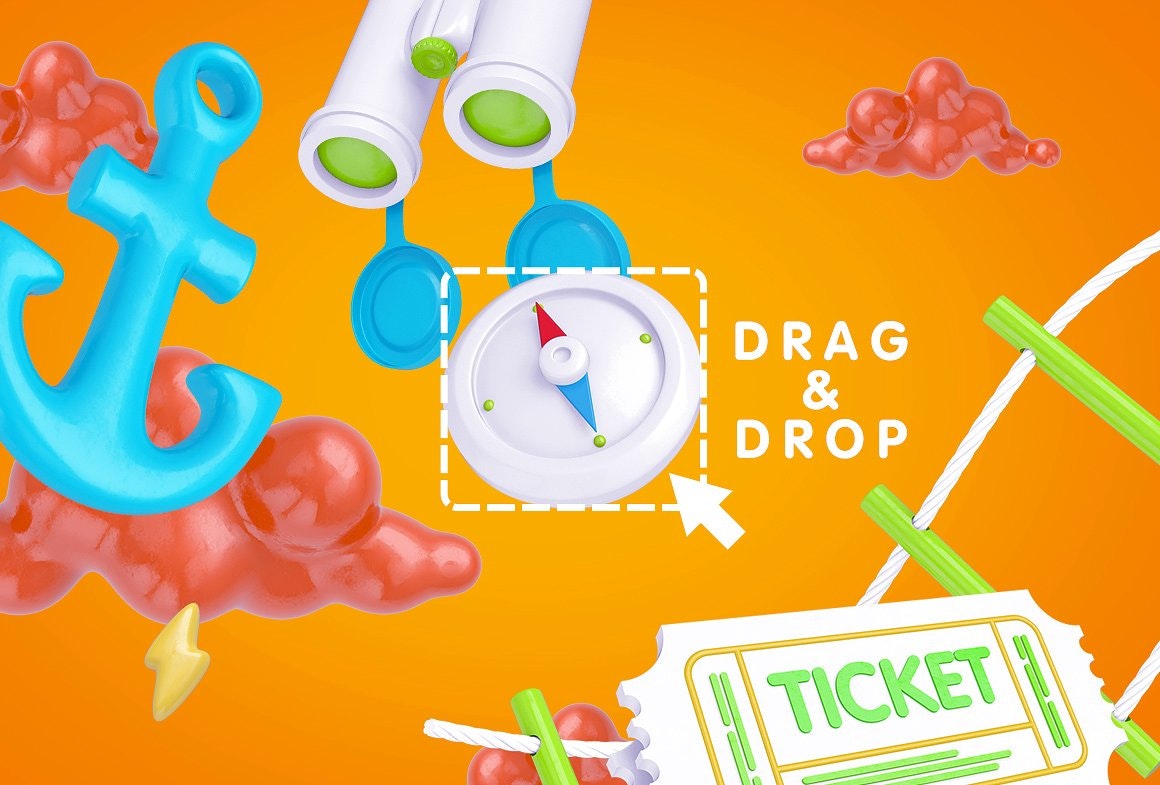 PSD Bright Travel Items Scene Generator gallery image