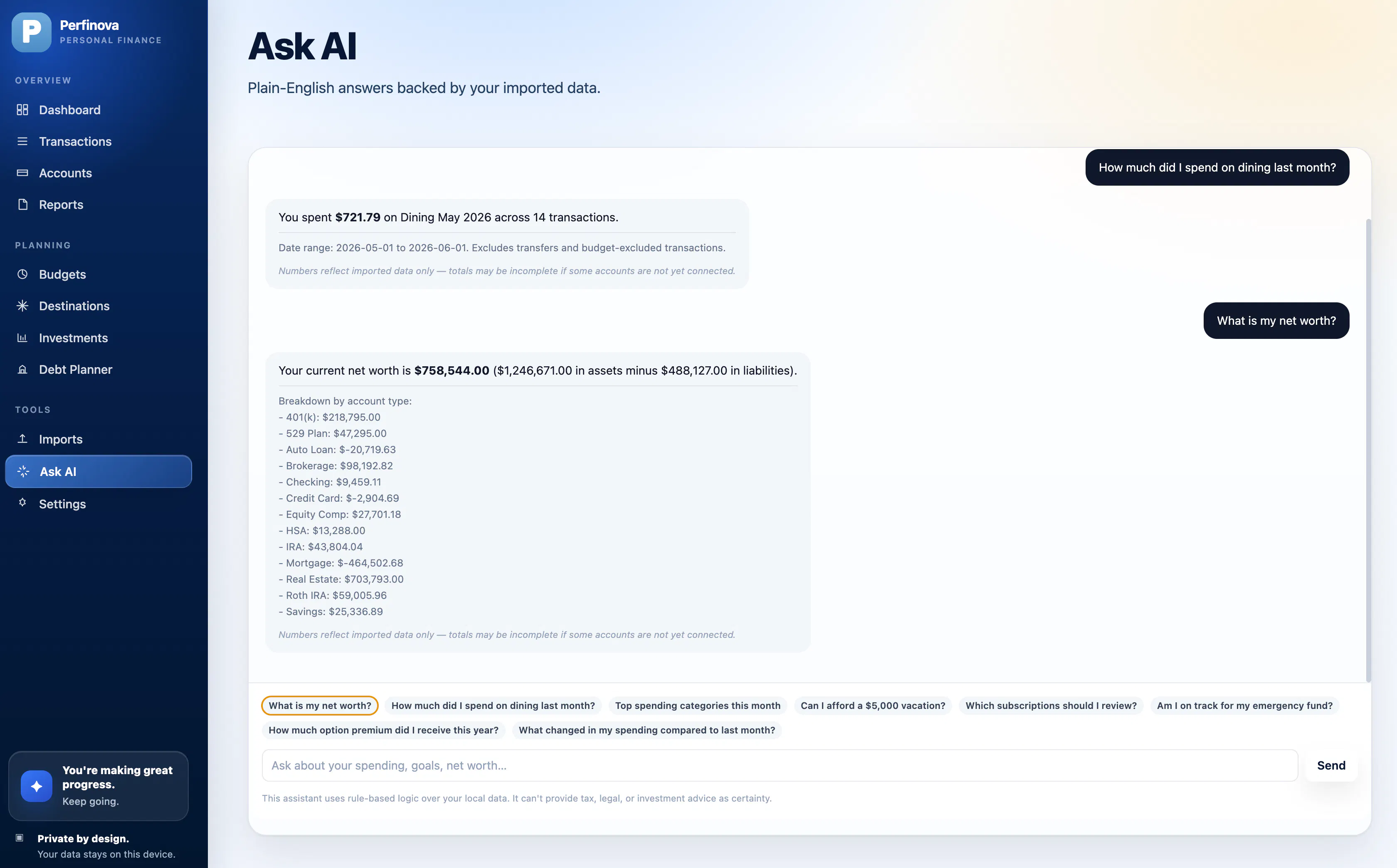 Perfinova: Personal Finance for Mac gallery image