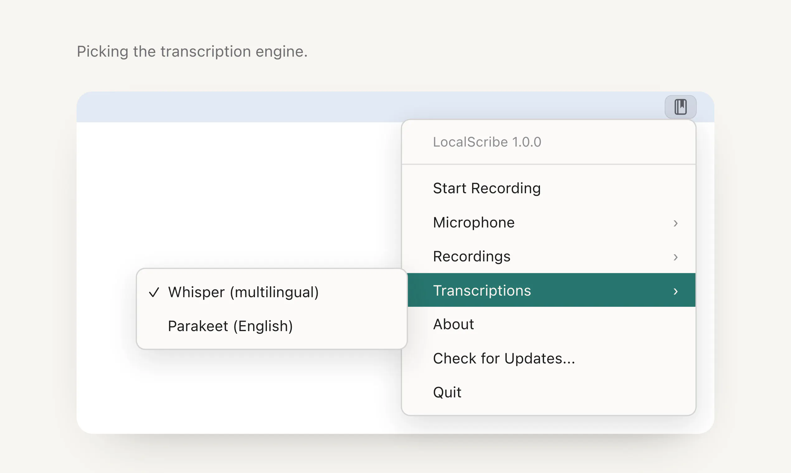 LocalScribe. Transcribe locally on Mac. gallery image