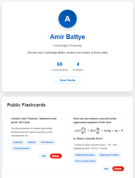 Driezijdig - De AI flashcard -app met wiskundestudenten in gedachten. media 3