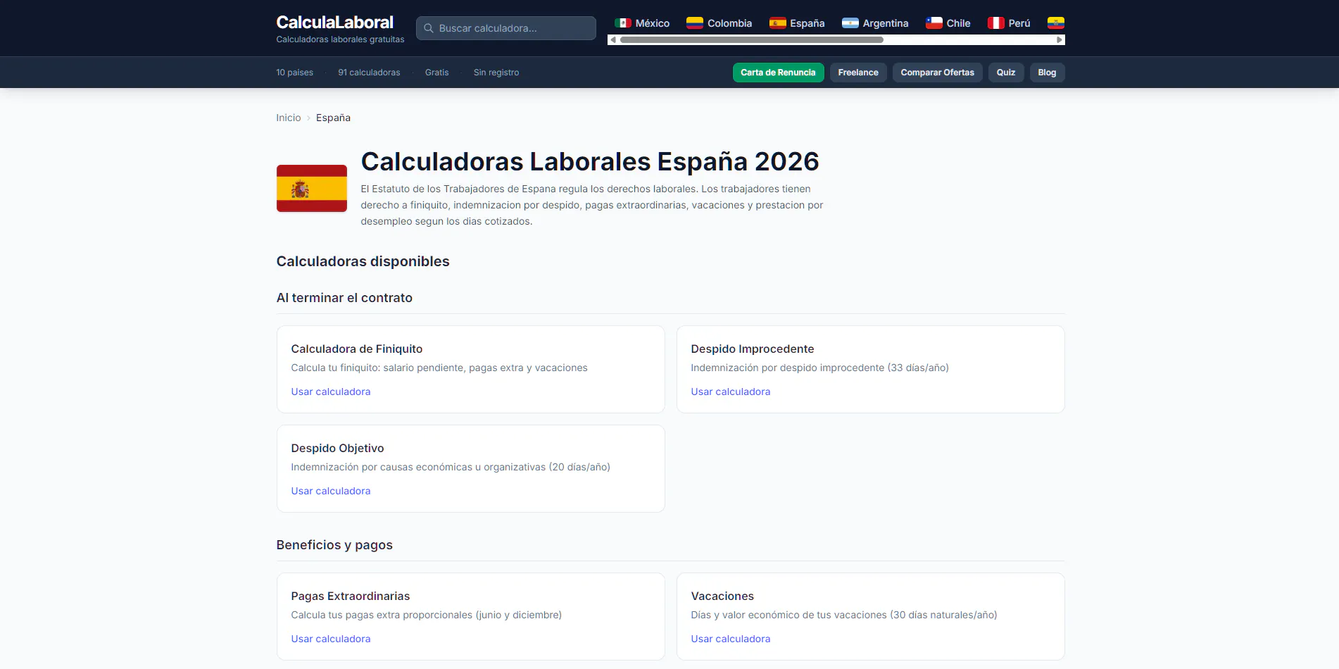 Calculadoras Laborales Gratis 2026 제품 배너