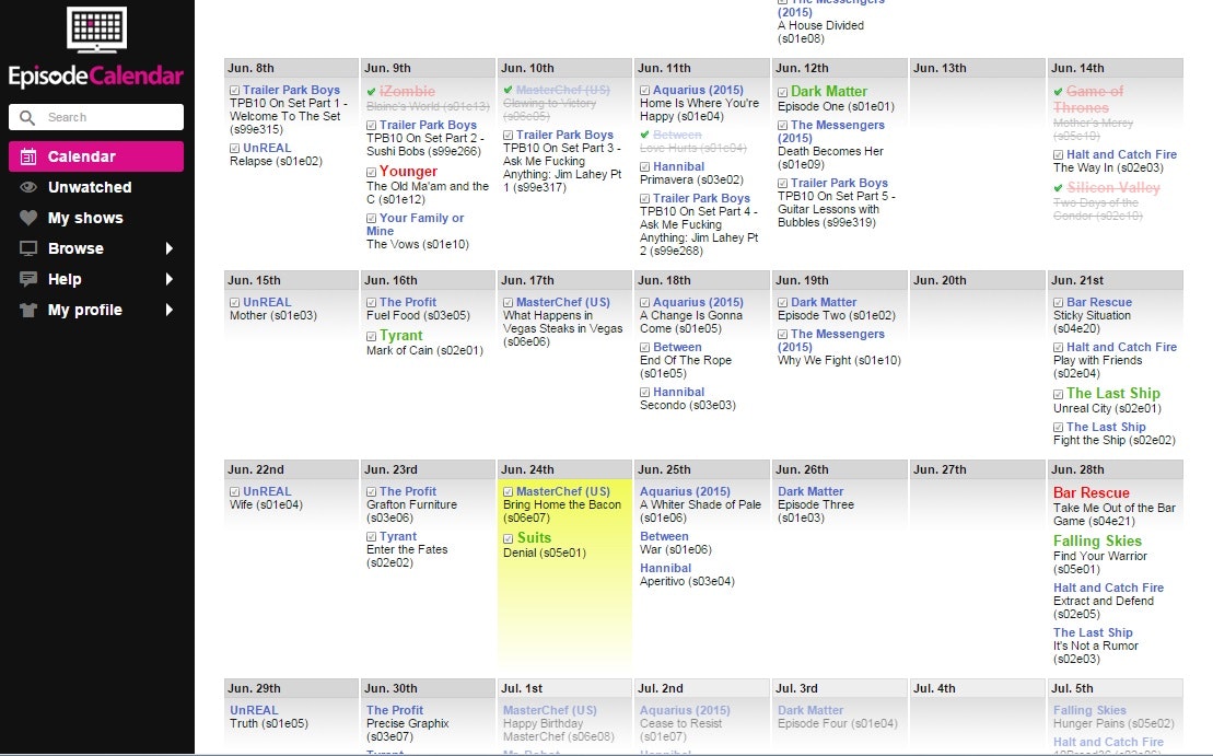 Episode Calendar