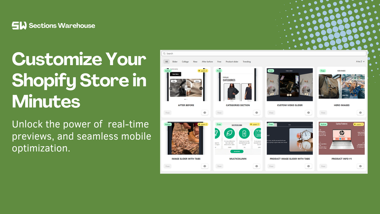 Строительные секции для магазина Shopify с искусственным интеллектом - Строите секции с AI или Prece Pre Build Sections в Shopify медиа 1