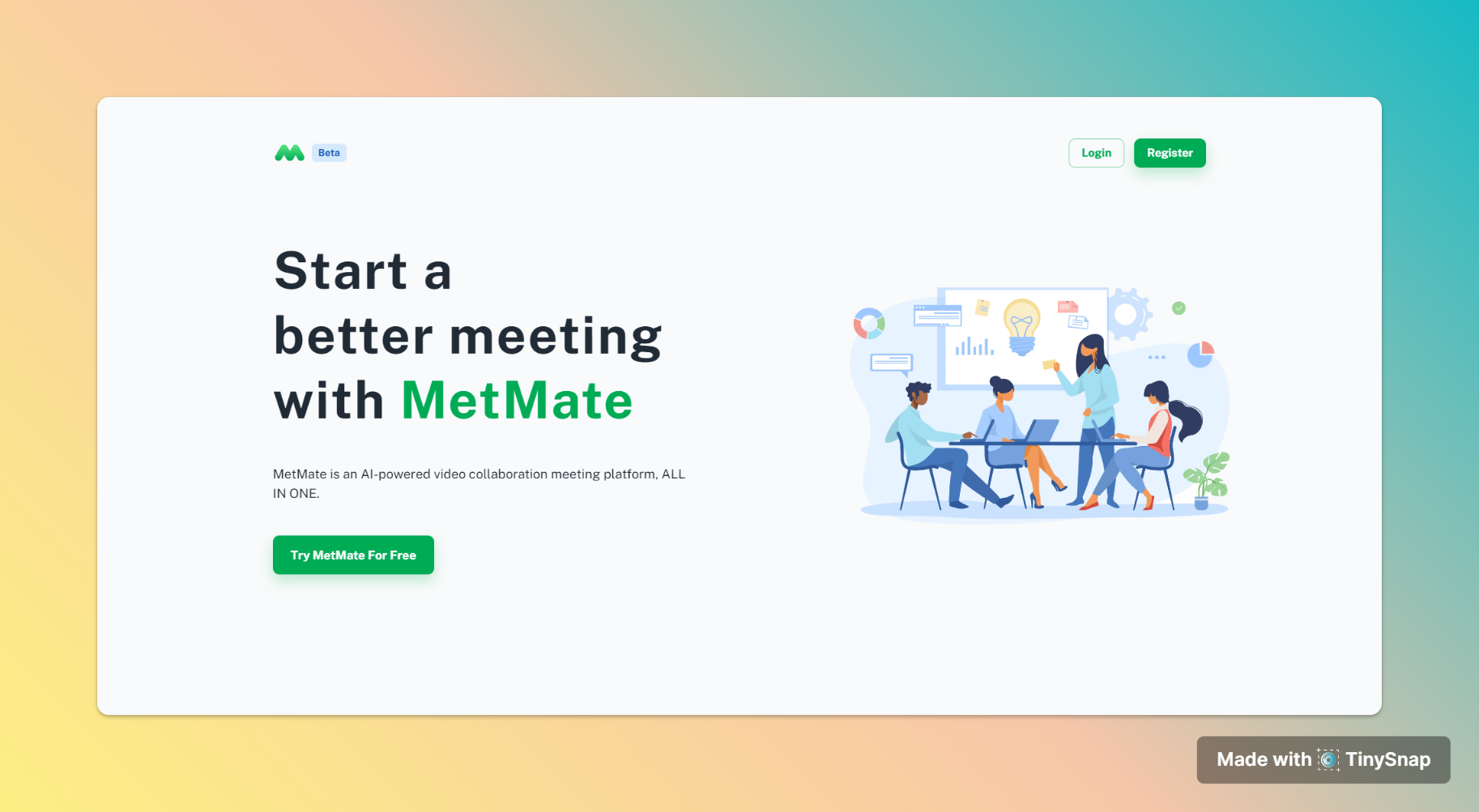 Mídia 1 de Metmate - Plataforma de reunião de colaboração movida a IA