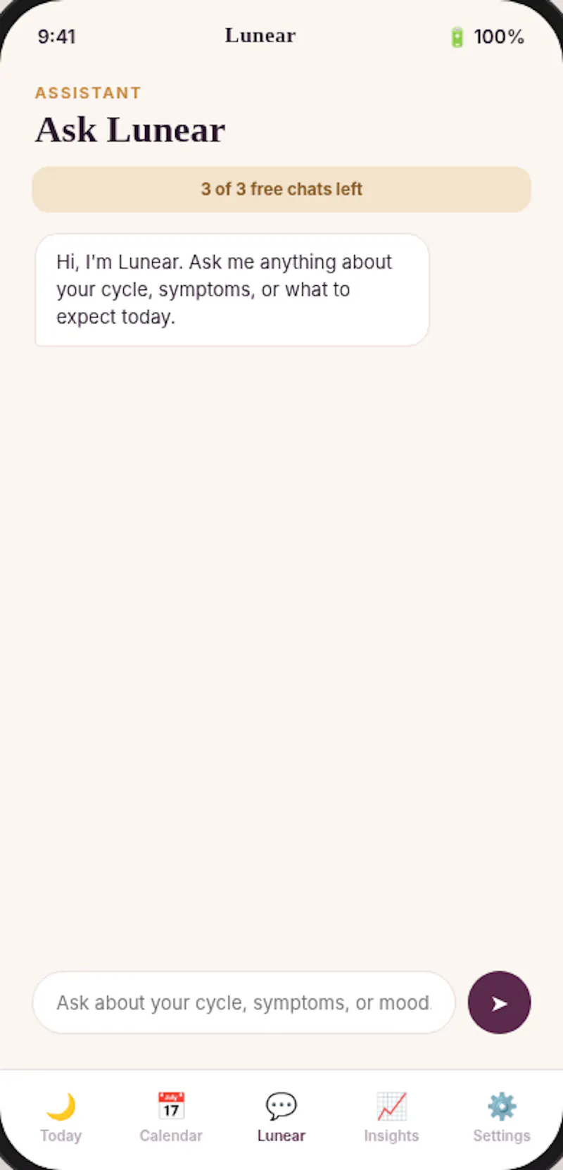 Lunear Period & Cycle Tracker screenshot 4