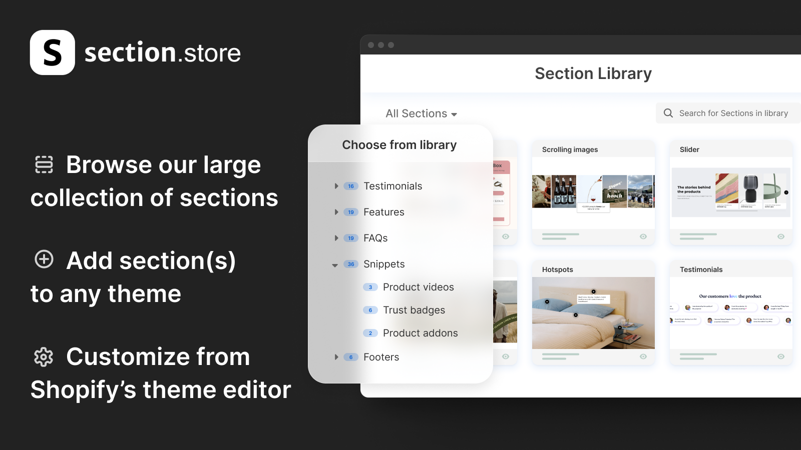 Section Store - Main screenshot showing features and interface