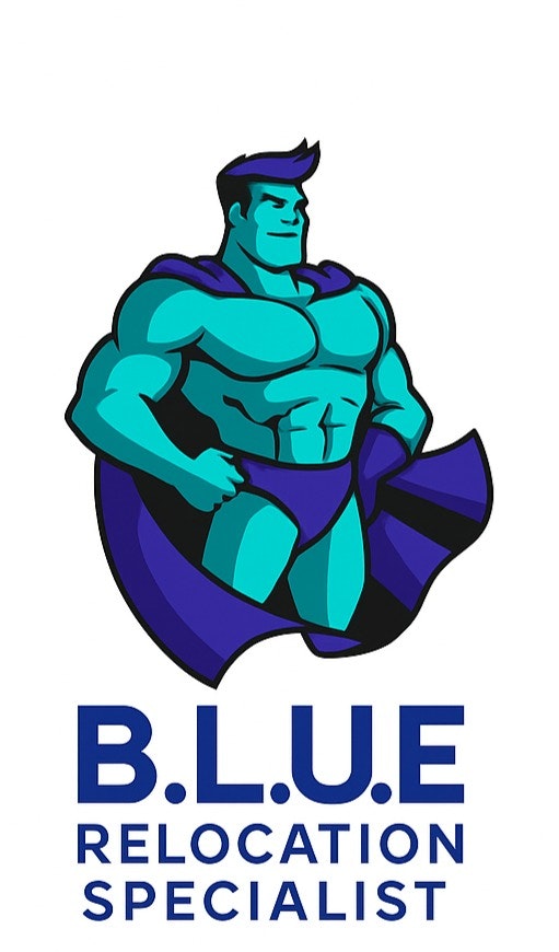 B.L.U.E Relocation Specialist - Product Hunt launch logo and brand identity