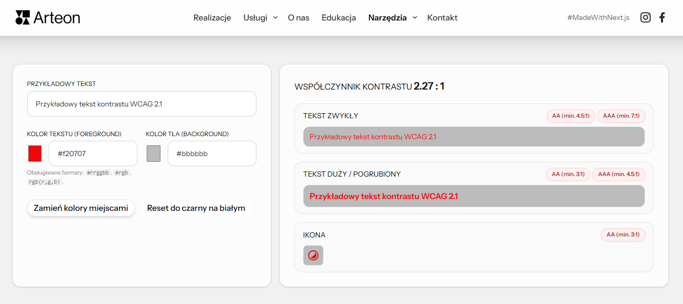 Free WCAG Color Contrast Checker - Screenshot 2 showing product features and functionality