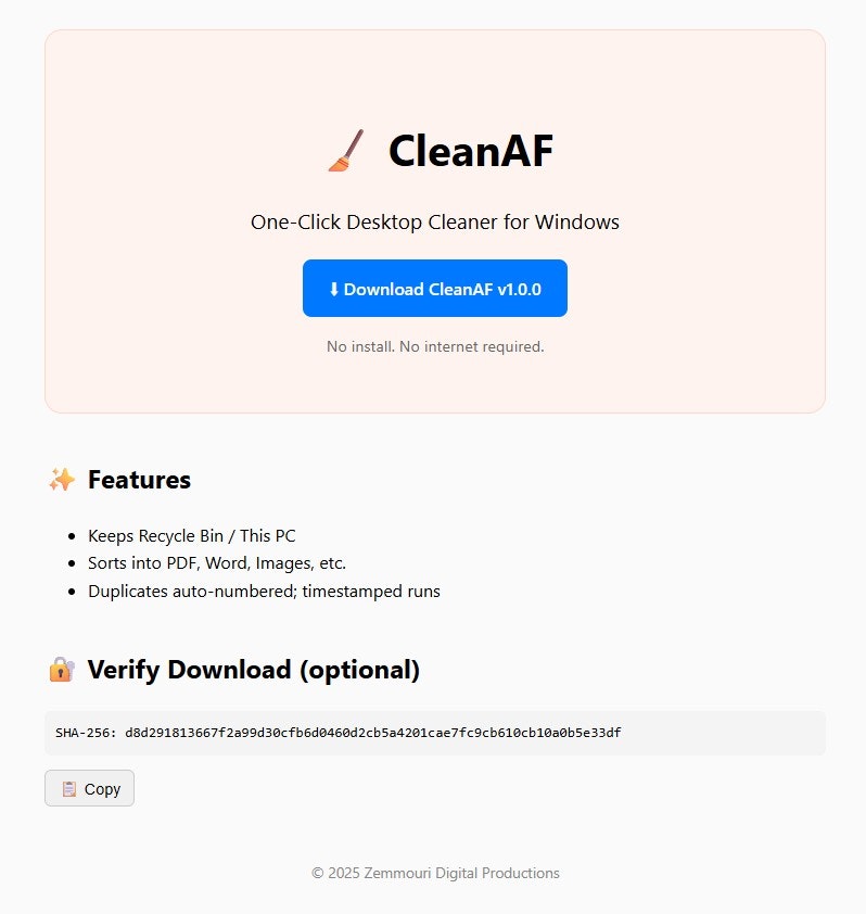CleanAF — Desktop Cleaner for Windows gallery image
