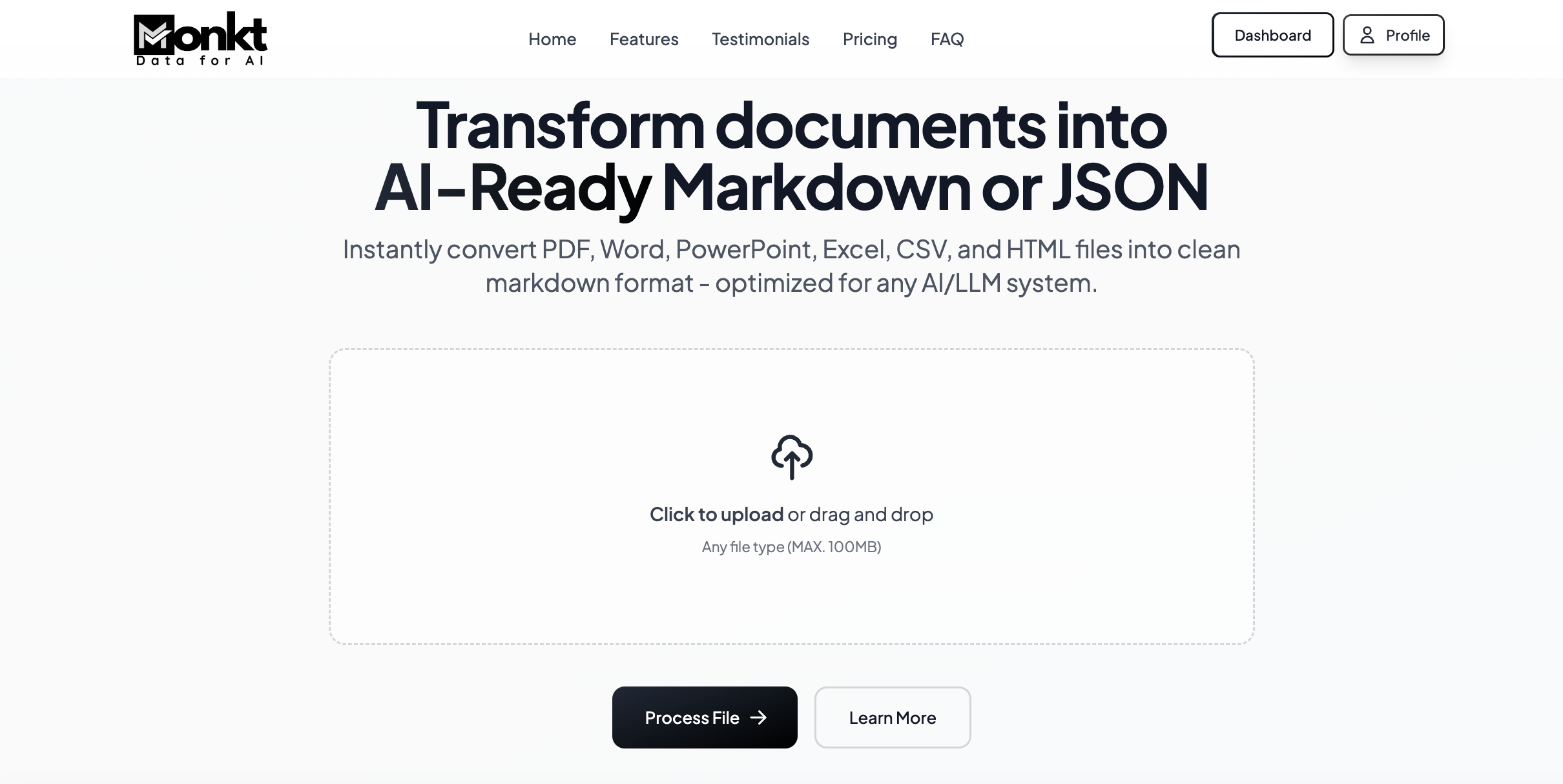 startuptile Monkt-Transform files and web pages into AI-ready Markdown or JSON