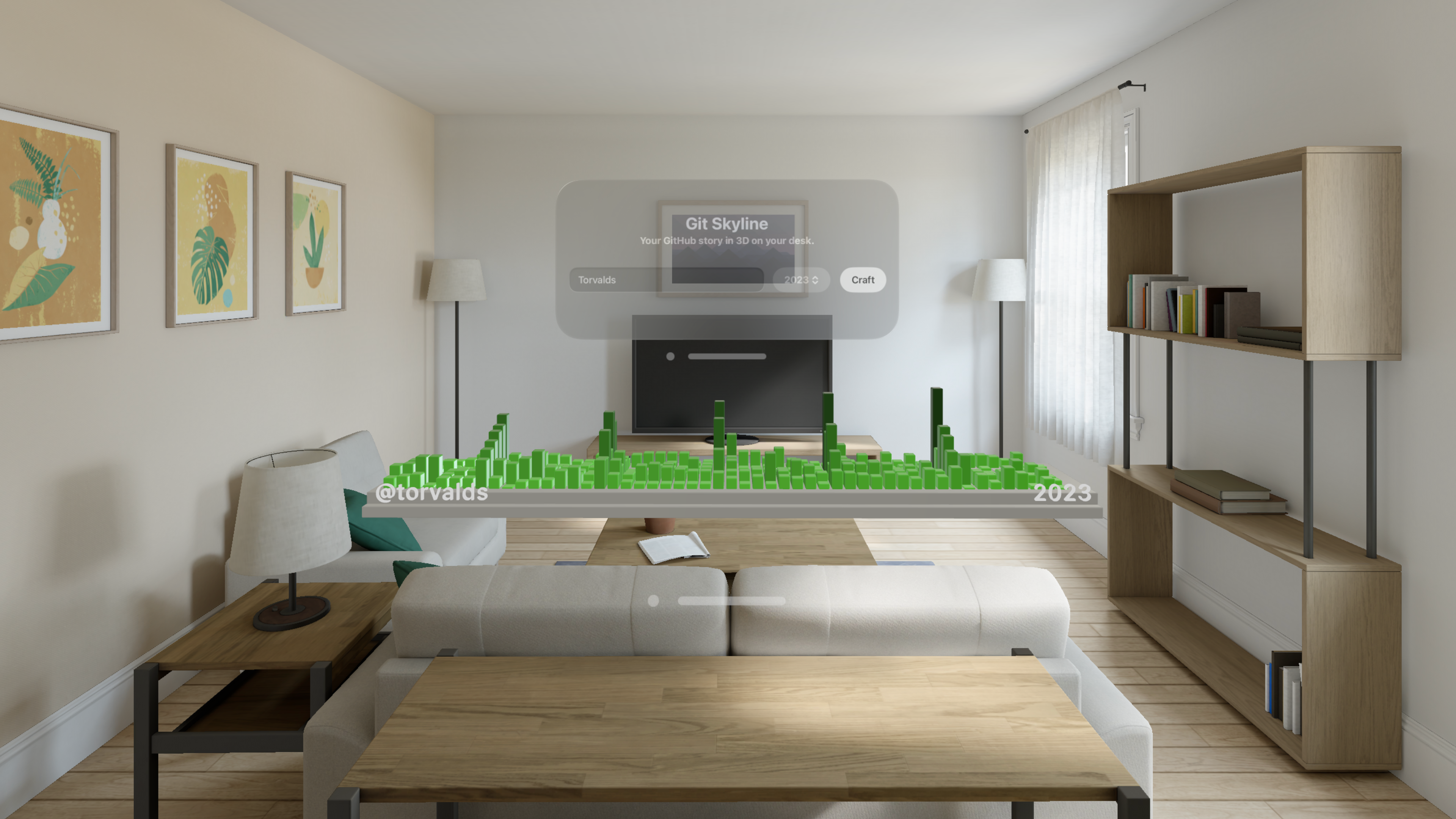 Mídia 4 de Gitskyline - História do Github 3D na mesa