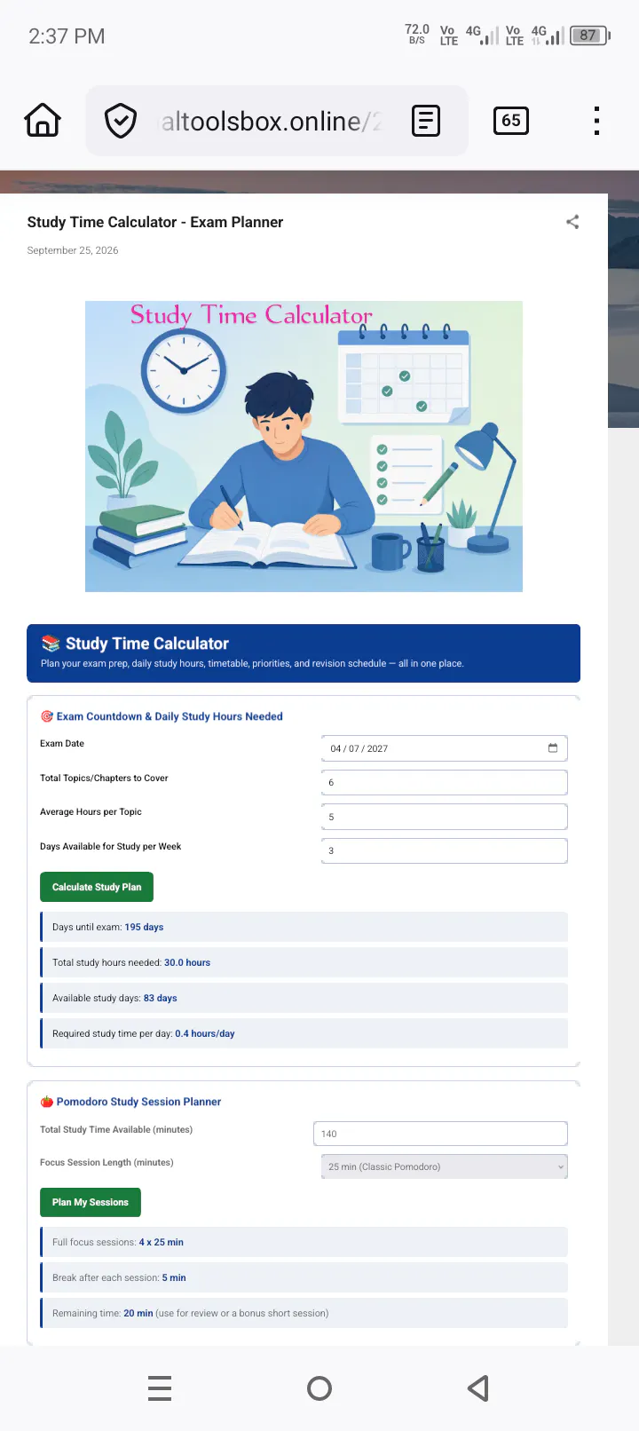 Study Time Calculator gallery image