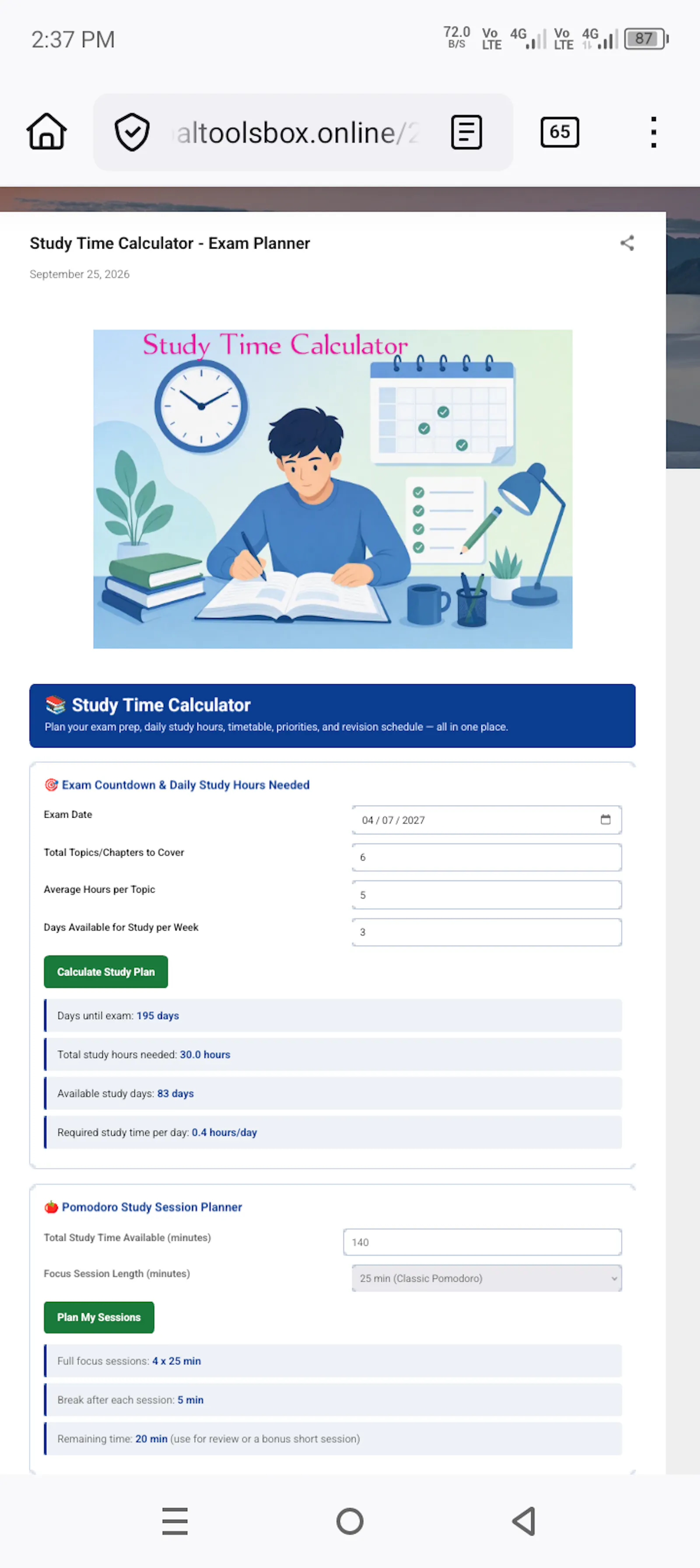 Study Time Calculator screenshot 5