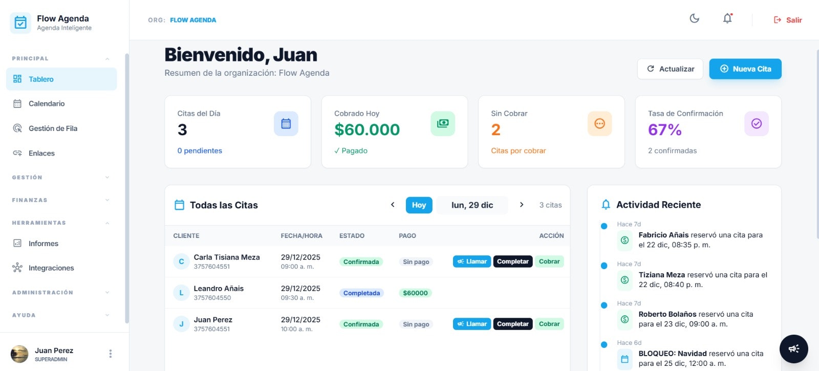 Flow Agenda - Main product screenshot demonstrating key features and user interface