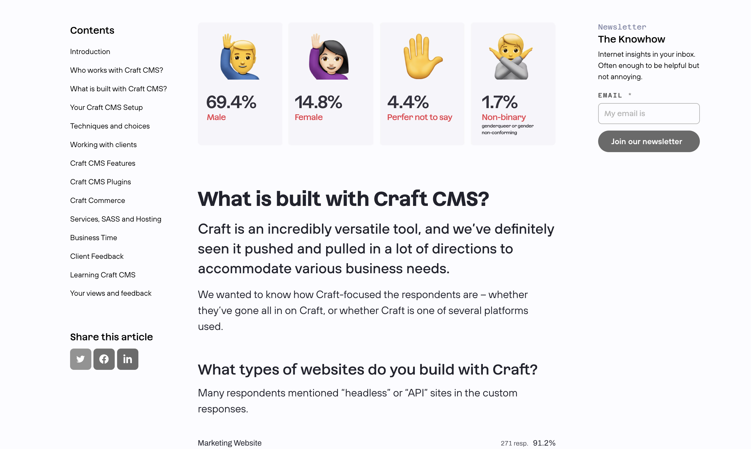 CMS開発者のベンチマーク結果をクラフトします - 非公式のクラフトCMS開発者調査の結果。メディア3