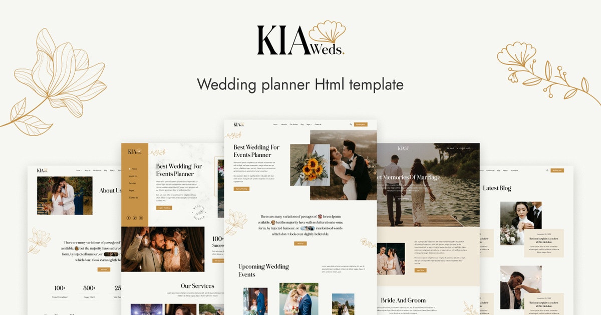 Modèles HTML du site Web de planificateur de mariage