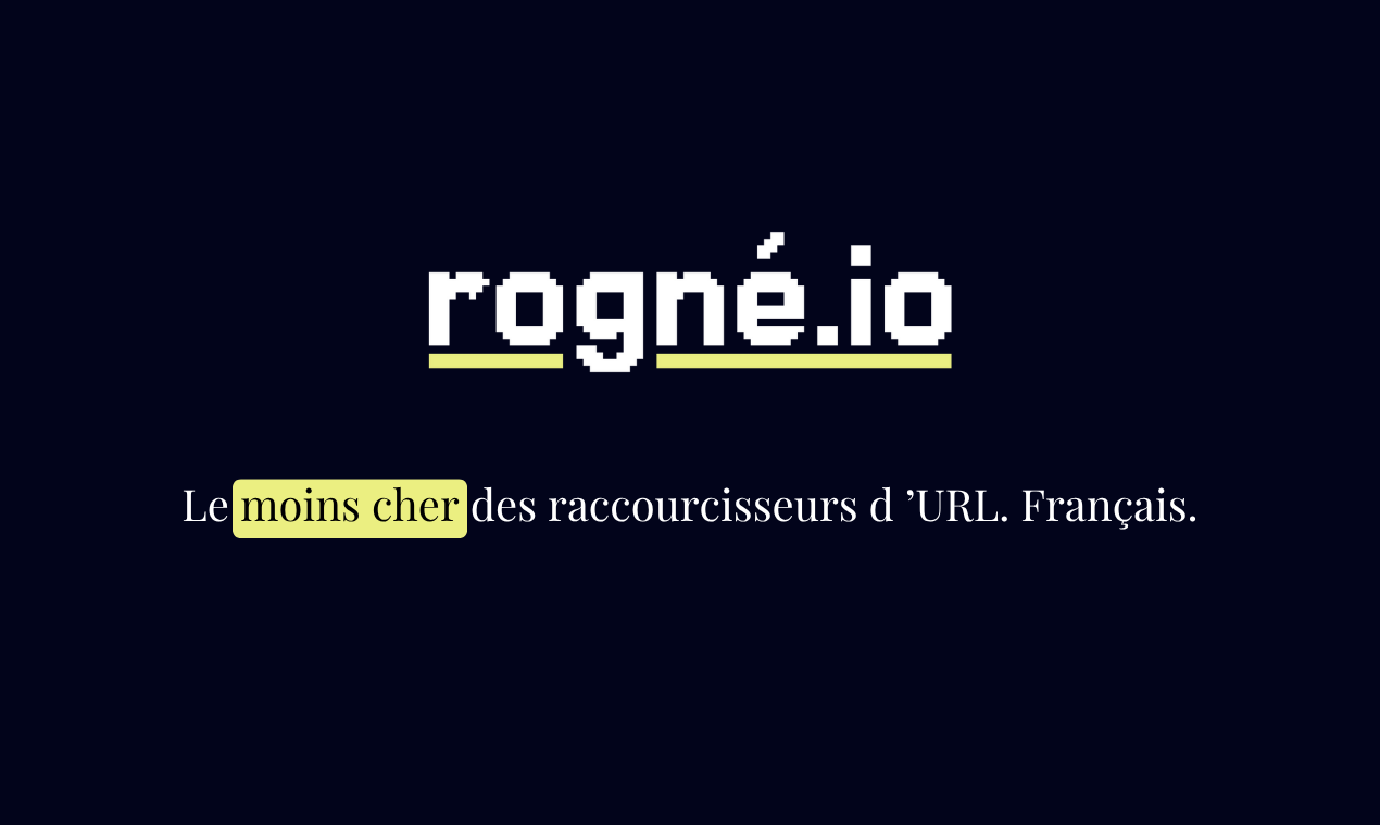 Rogné.io - raccourcisseur de liens URL - Main product screenshot demonstrating key features and user interface
