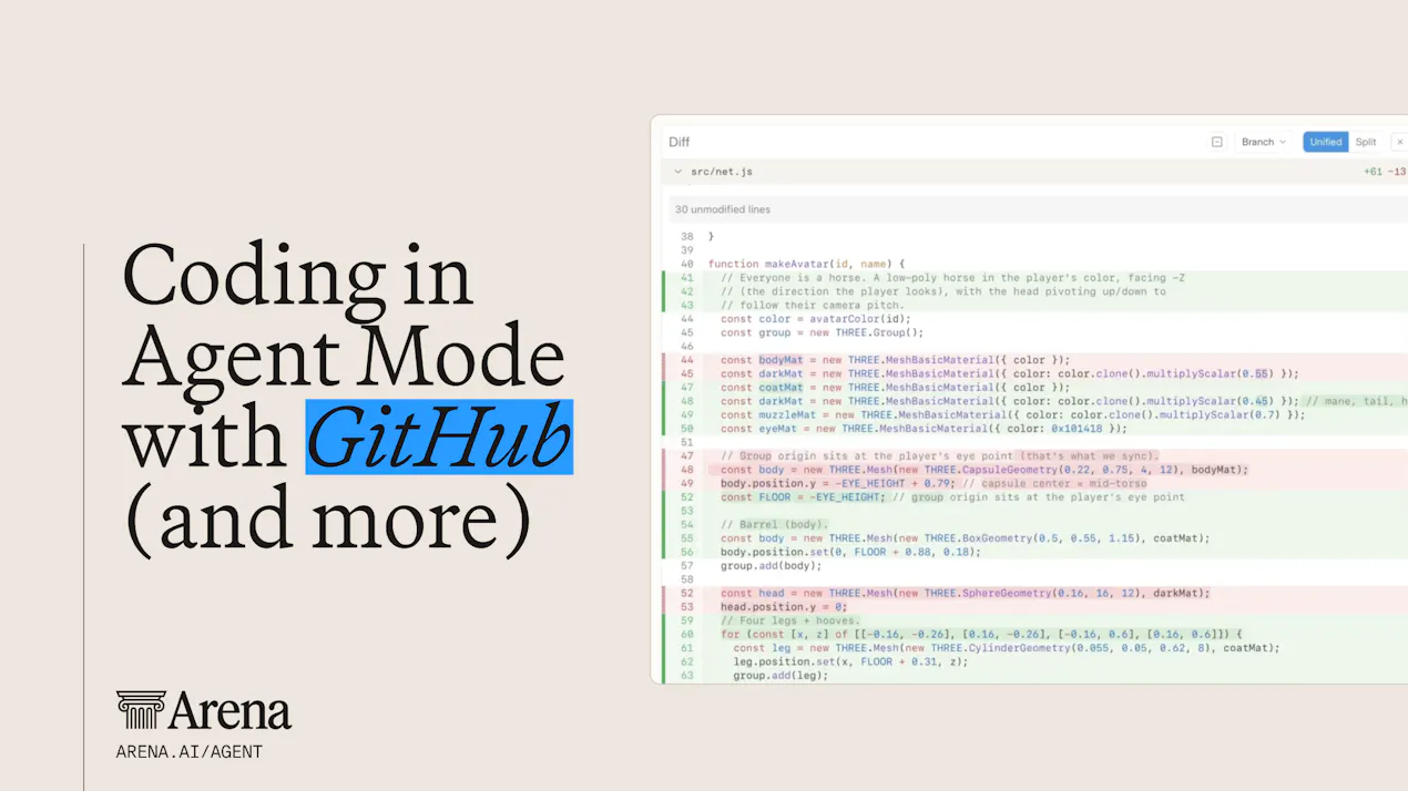 Arena Agent Mode with GitHub product