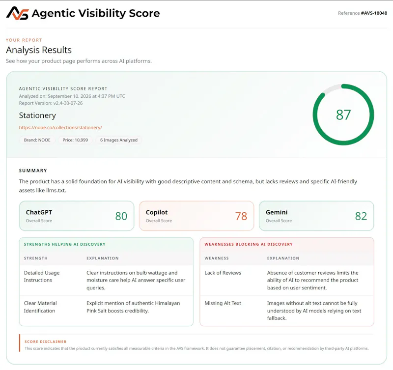 Agentic Visibility Score screenshot 3