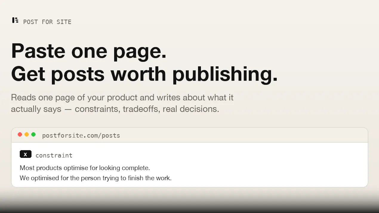 Post for Site product