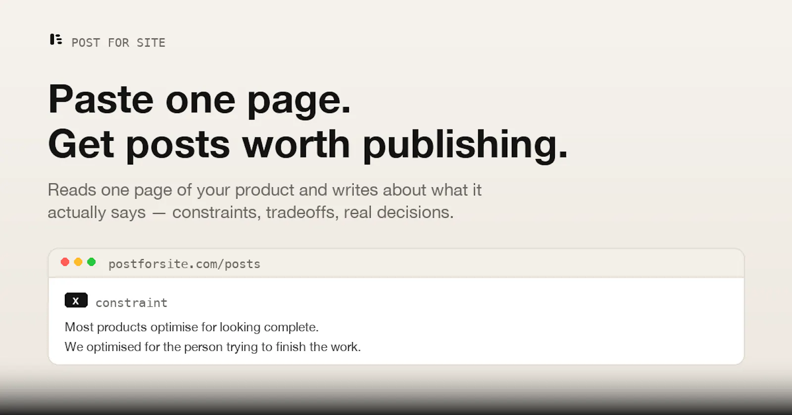 Post for Site screenshot 1
