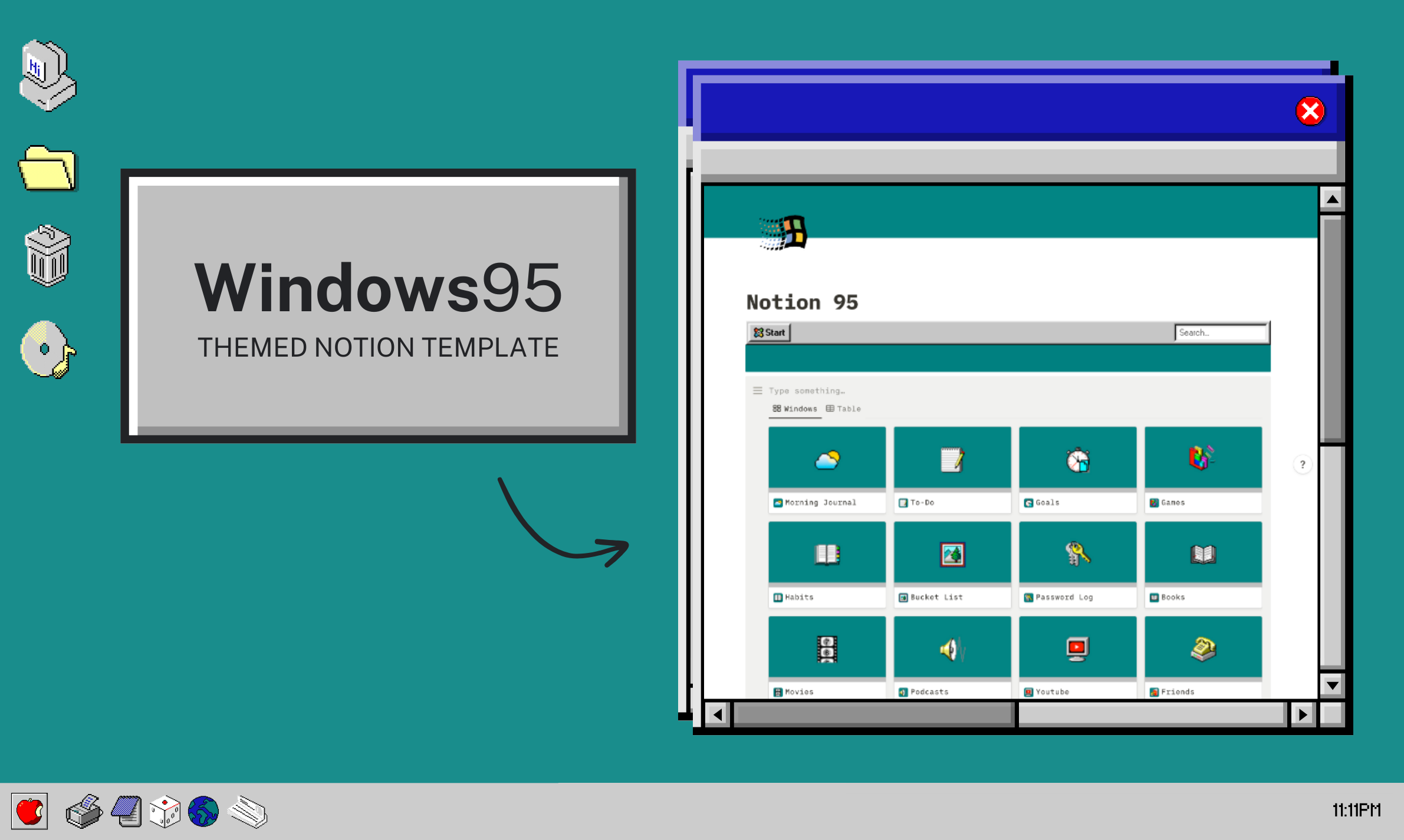 개념 95 - Windows 95 영감을받은 개념 템플릿 미디어 2