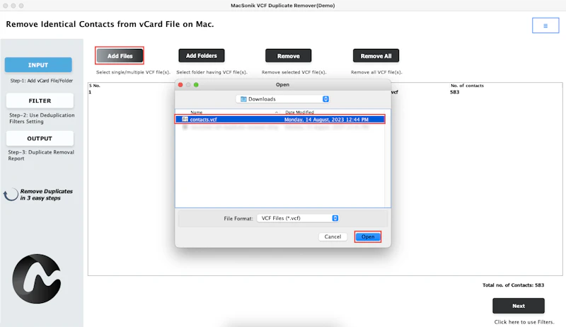 MacSonik vCard Duplicate Remover screenshot 3