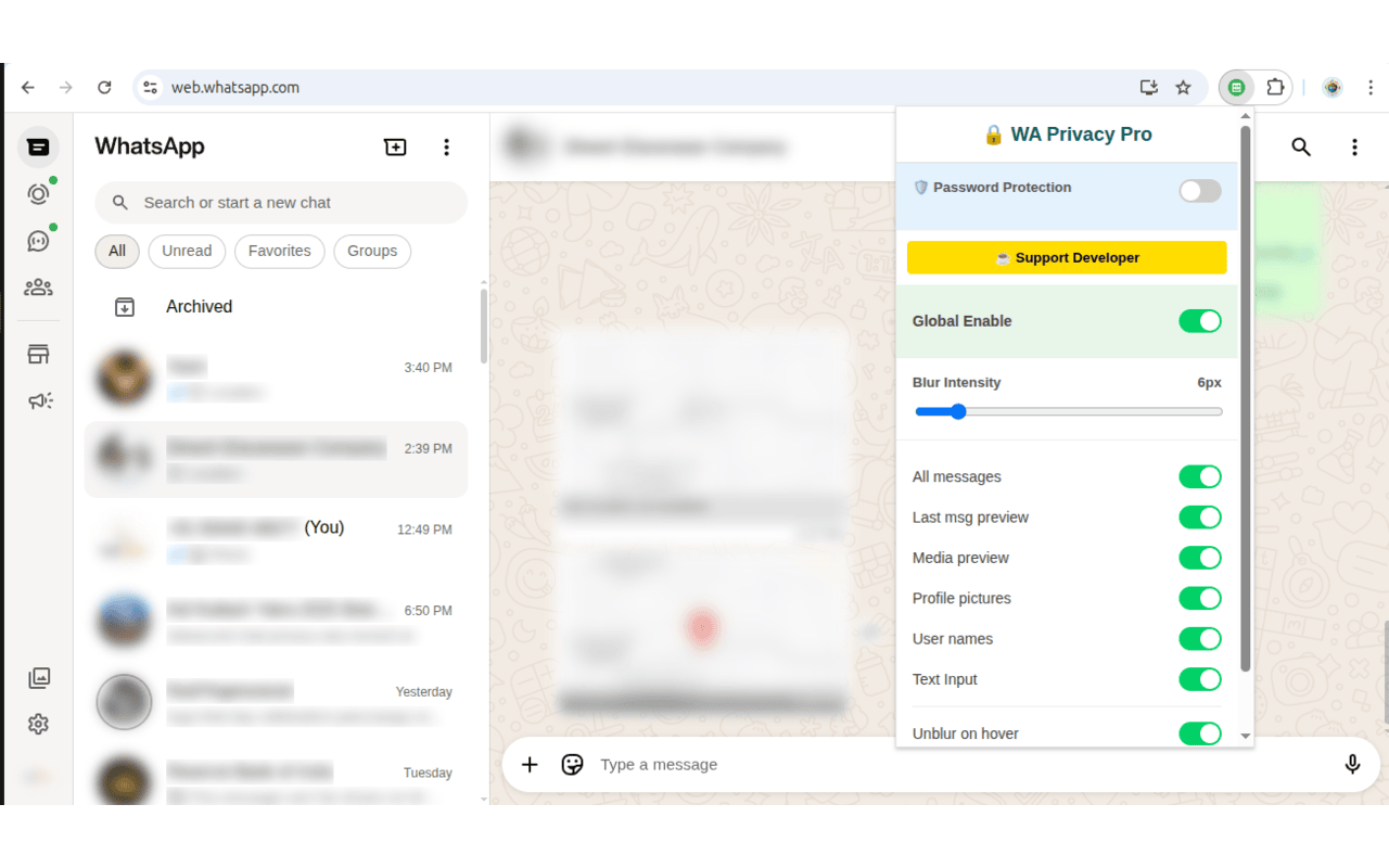 Privacy guard for whatsapp™ web - Screenshot 2 showing product features and functionality