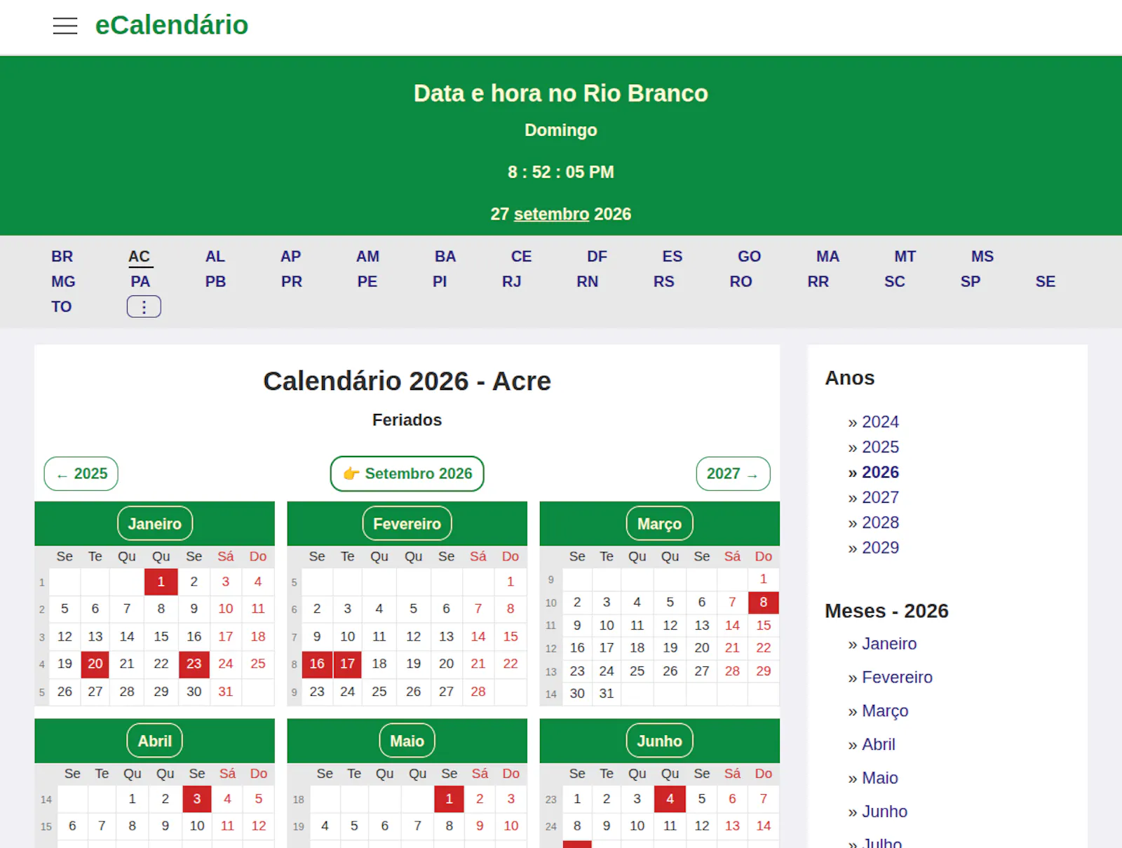 eCalendário screenshot 2