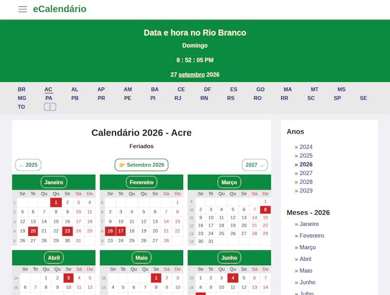 eCalendário screenshot 2