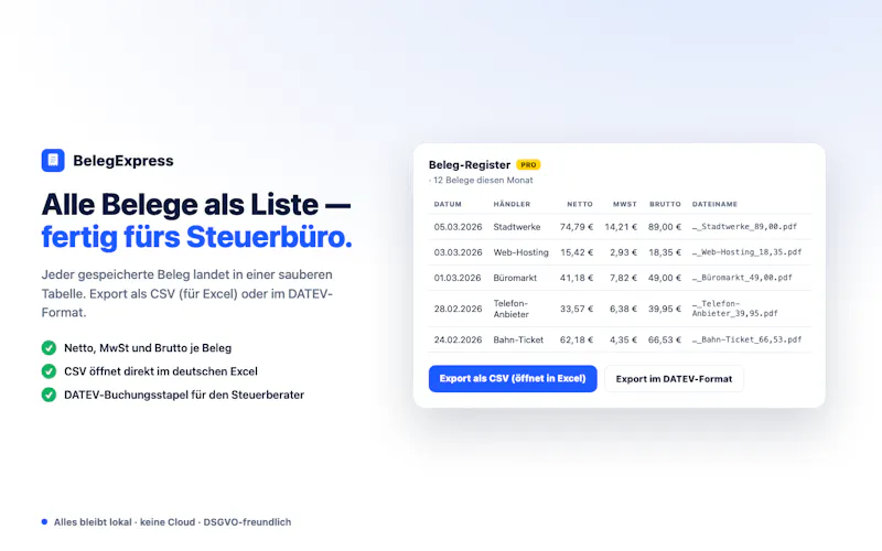 Belegexpress screenshot 1
