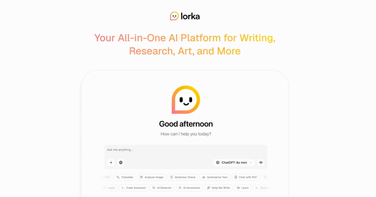 Lorka AI - Main product screenshot demonstrating key features and user interface