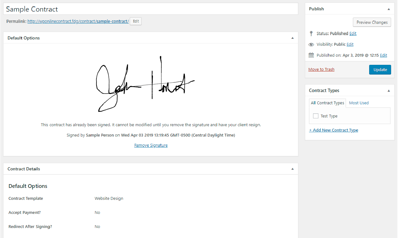 WP Online Contract Plugin gallery image
