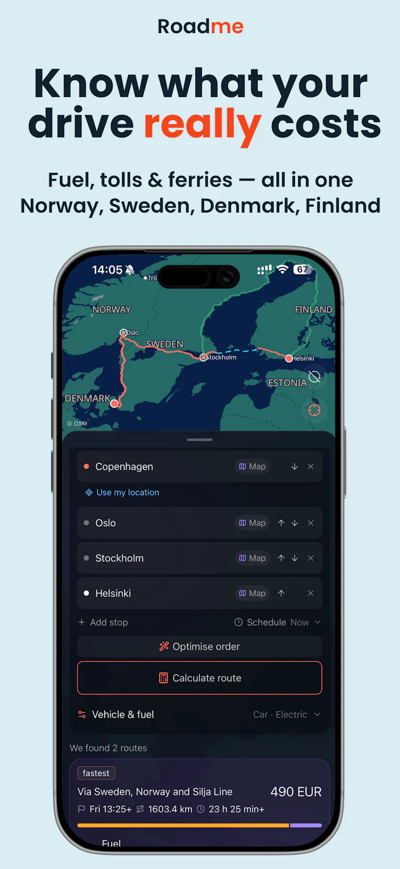 Road.me: Fuel, Toll & Ferry Calculator screenshot 3