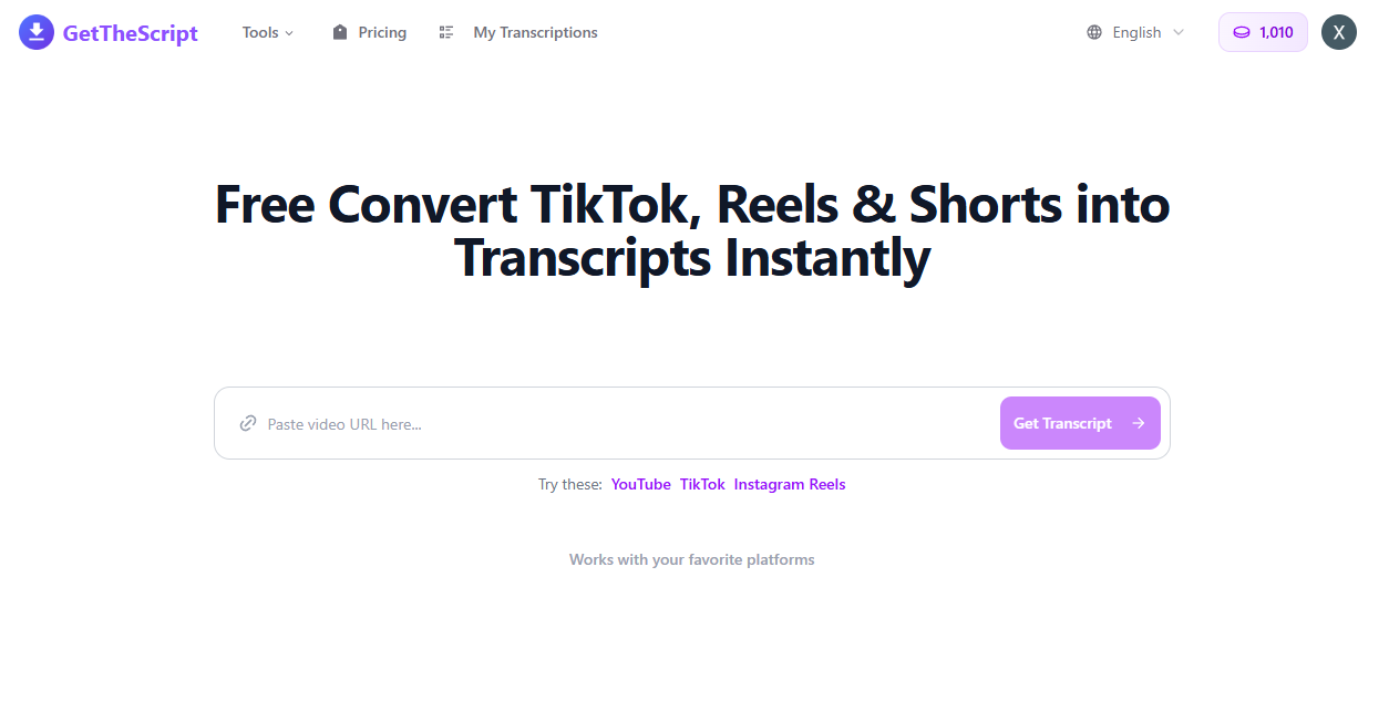 GetTheScript - Main product screenshot demonstrating key features and user interface