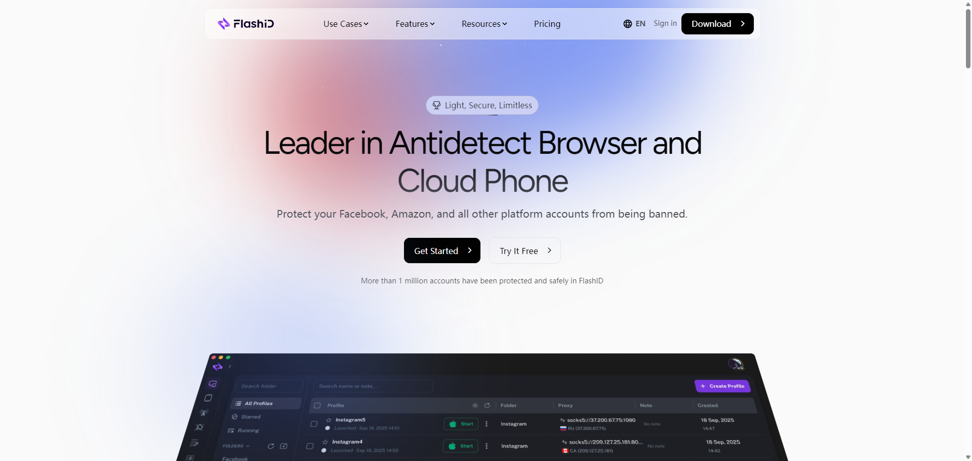 FlashID - Main screenshot showing features and interface